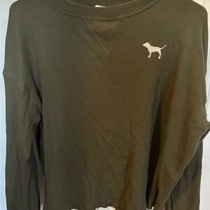 Pink Olive Green Crewneck Sweater